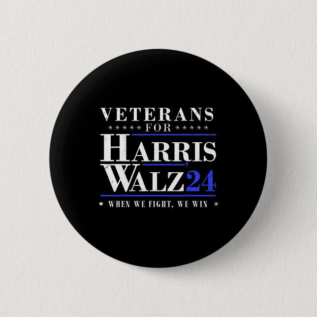 Chapa Redonda De 5 Cm Veteranos Para Kamala Harris Tim Wheimer Waltz Par (Anverso)