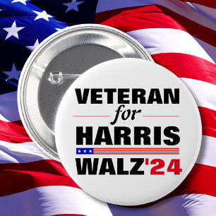 Chapa Redonda De 5 Cm Veteranos personalizados de las elecciones Harris