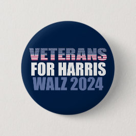 Chapa Redonda De 5 Cm Veteranos por Harris Walz 2024 Elections Blue