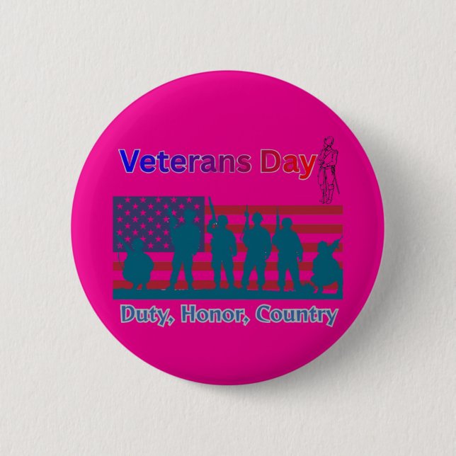 Chapa Redonda De 5 Cm Veterans Day hot pink (Anverso)