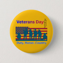 Chapa Redonda De 5 Cm Veterans Day orange