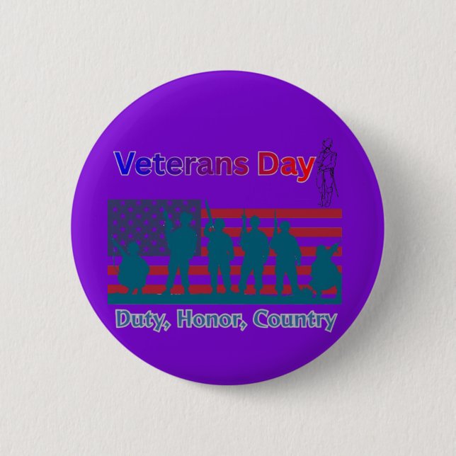 Chapa Redonda De 5 Cm Veterans day purple (Anverso)