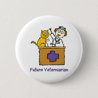 Chapa Redonda De 5 Cm Veterinario futuro - Chica con gato