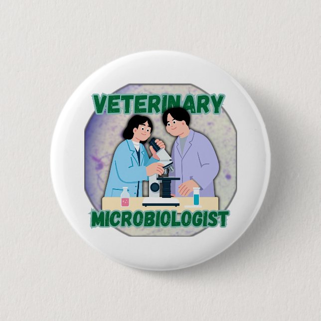 Chapa Redonda De 5 Cm Veterinary Microbiologist – Lab Science Design (Anverso)