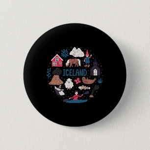 Chapa Redonda De 5 Cm Viajar Europa Islandia Reykjavik Familia Vacacione