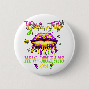 Chapa Redonda De 5 Cm Viaje de chicas Nueva Orleans 2024 Mardi Gras Mask