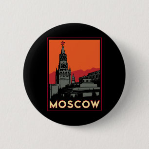 Chapa Redonda De 5 Cm viaje retro del art déco de Moscú Rusia el Kreml