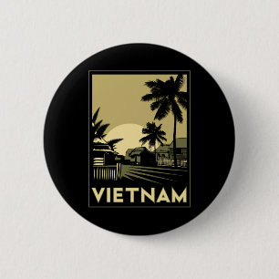 Chapa Redonda De 5 Cm viaje retro del art déco de Vietnam Asia