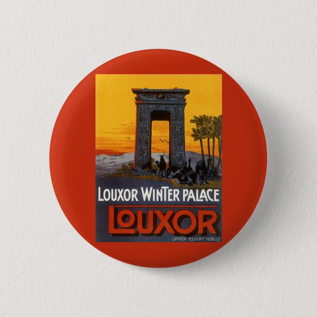 Chapa Redonda De 5 Cm Viajes de época, Louxor Winter Palace, Egipto Áfri (Anverso)