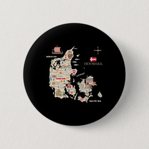 Chapa Redonda De 5 Cm Viajes Europa Dinamarca Mapa Copenhague Familia Da