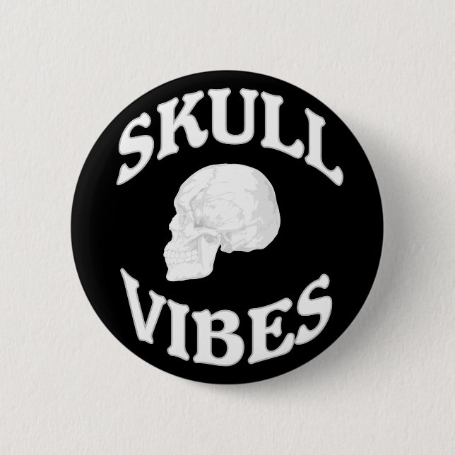 Chapa Redonda De 5 Cm Vibes de cráneo (Anverso)
