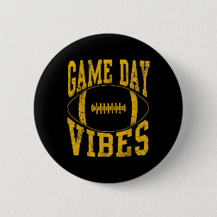 Chapa Redonda De 5 Cm Vibes de día de juego Amarillo Vintage molesto