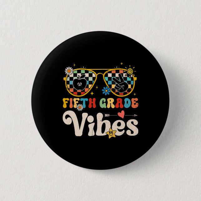 Chapa Redonda De 5 Cm Vibes de quinto grado - Equipo de quinto grado Ret (Anverso)