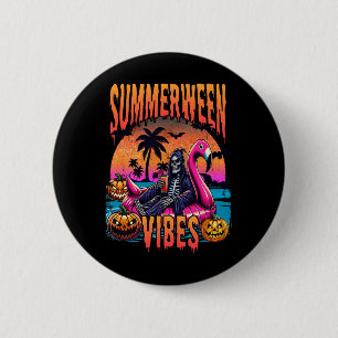 Chapa Redonda De 5 Cm Vibes Halloween vacaciones de verano Skeleton Floa