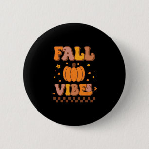 Chapa Redonda De 5 Cm Vibes Vintage Groovy Otoño Temporada Retro Thanksg