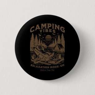 Chapa Redonda De 5 Cm Vibraciones de Camping Gato Divertido Fogata al Ai