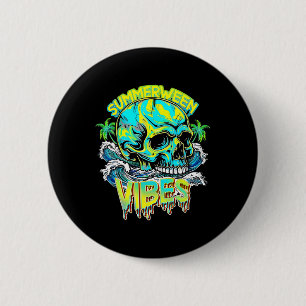 Chapa Redonda De 5 Cm Vibraciones de Summerween Calavera Horror Playa Ho