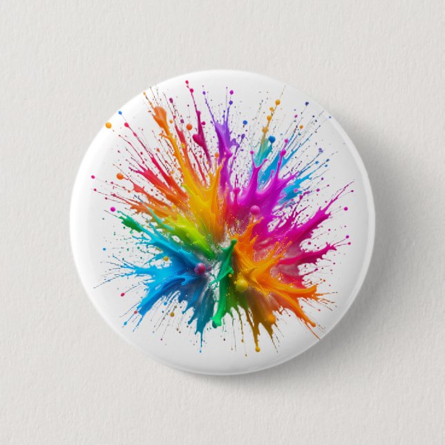 Chapa Redonda De 5 Cm Vibrant Rainbow Paint Splatter Explosion (Anverso)