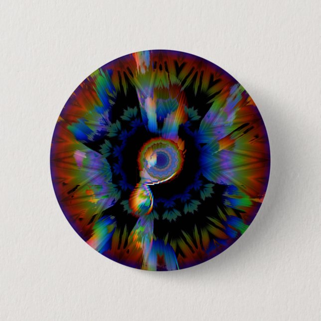 Chapa Redonda De 5 Cm Vibrante Abstract Rainbow Eye Button (Anverso)