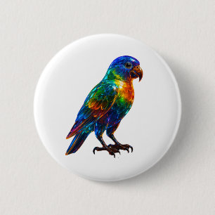 Chapa Redonda De 5 Cm Vibrante arte de loro arco iris - Efecto de vidrio