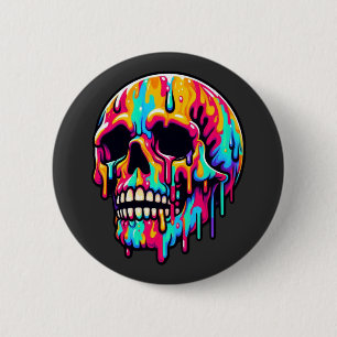 Chapa Redonda De 5 Cm Vibrante Melting Skull