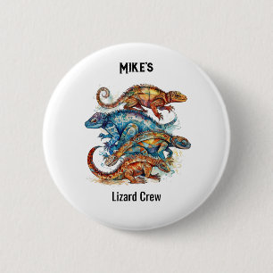 Chapa Redonda De 5 Cm Vibrante Tótem Tribal Lizard, personalizado