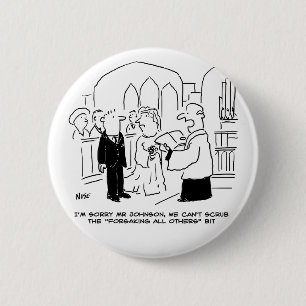 Chapa Redonda De 5 Cm Vicar, boda del Servicio de la Iglesia, no puede r