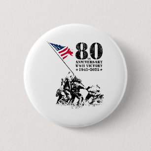 Chapa Redonda De 5 Cm Victoria en Wwii 80º aniversario 1945-2025 Veteran