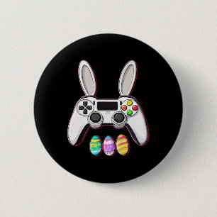 Chapa Redonda De 5 Cm Video Game Bunny Eggs Controller Easter Day Gaming