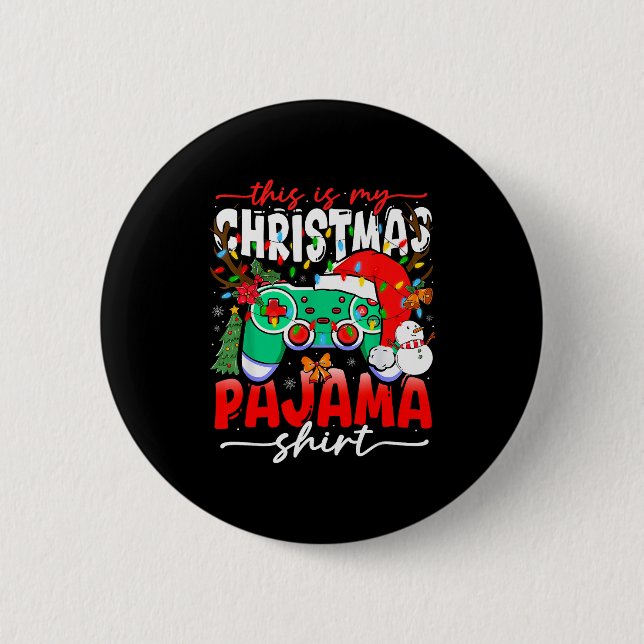 Chapa Redonda De 5 Cm Video Game Controller This Is My Christmas Pajama  (Anverso)