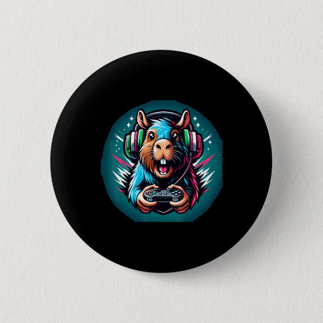 Chapa Redonda De 5 Cm Videojuego Capybara (Anverso)