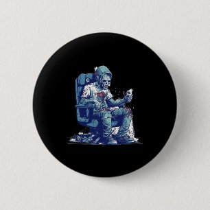 Chapa Redonda De 5 Cm Videojuego de disfraces Zombie Gamer Halloween