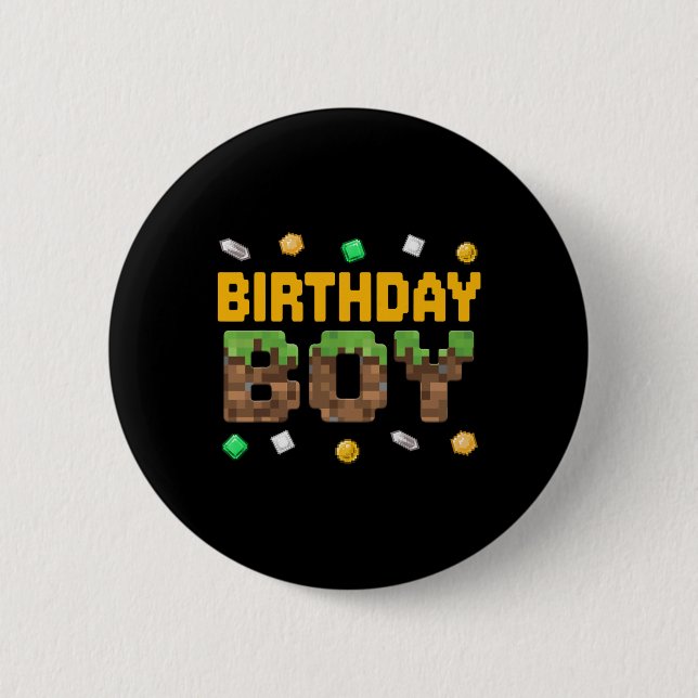 Chapa Redonda De 5 Cm Videojuego divertido de cumpleaños chico píxel núm (Anverso)
