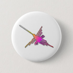Chapa Redonda De 5 Cm Videojuego retro de 8 bits Nazca Lines Hummingbird