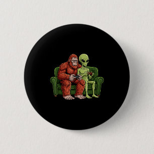 Chapa Redonda De 5 Cm Videojuegos de Bigfoot Alien Gaming Sasquatch Ovni