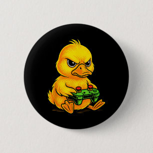 Chapa Redonda De 5 Cm Videojuegos de pato amarillo Gamer Gaming Animal B