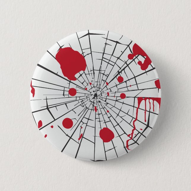 Chapa Redonda De 5 Cm vidrio destrozado de halloween (Anverso)