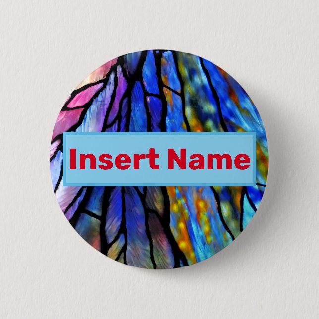 Chapa Redonda De 5 Cm Vidrio manchado, Tiffany - Estilo, (Anverso)