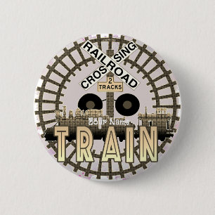 Chapa Redonda De 5 Cm Viejo Tren de Ferrocarril