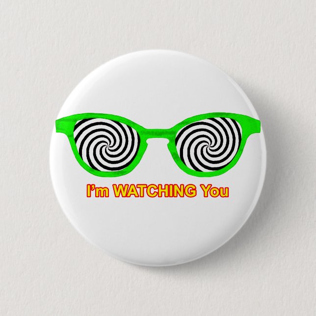 Chapa Redonda De 5 Cm Viendo Hypnotize Gafas de Sol Rim Verde El MUSEO (Anverso)