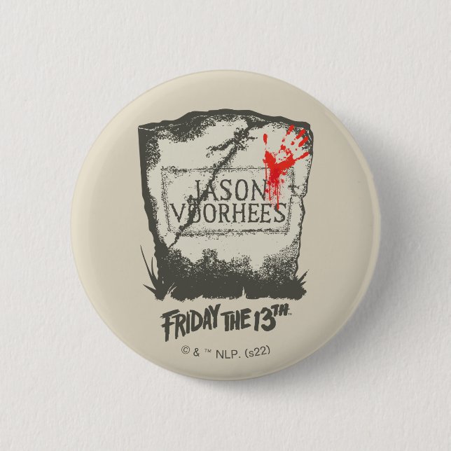 Chapa Redonda De 5 Cm Viernes 13 | Jason Voorhees Headstone (Anverso)