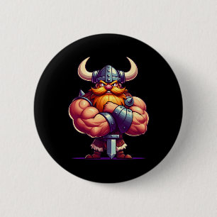 Chapa Redonda De 5 Cm Viking Flexing Muscles Fan Lover Bodybuilding Gym