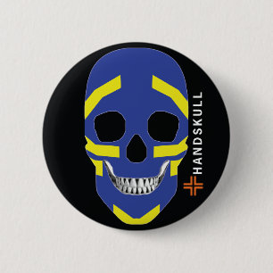 Chapa Redonda De 5 Cm Viking HANDSKULL, cráneo feliz, bandera de Viaje