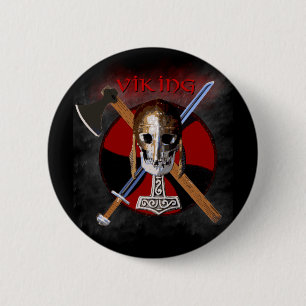 Chapa Redonda De 5 Cm VIKING - Shield Skull