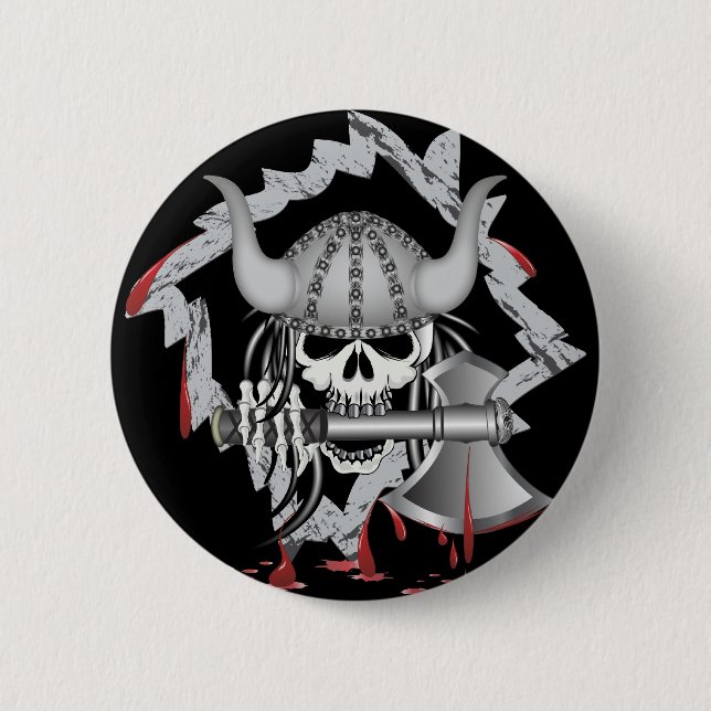 Chapa Redonda De 5 Cm Viking Skull (Anverso)
