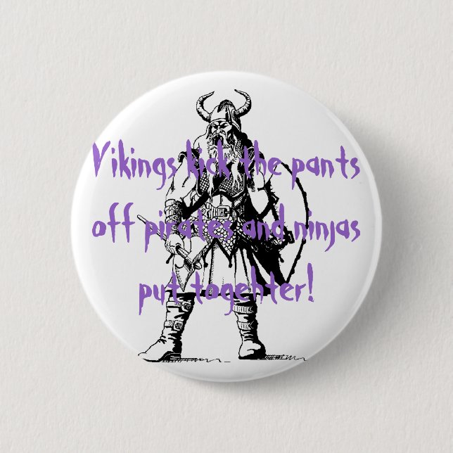 Chapa Redonda De 5 Cm Vikingos golpean los pantalones con el pie de (Anverso)