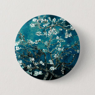 Chapa Redonda De 5 Cm Vincent Van Gogh Almond Blossoms Oscuro Verde azul