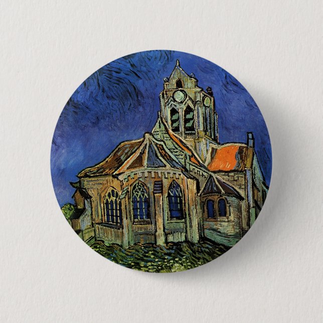 Chapa Redonda De 5 Cm Vincent van Gogh - La Iglesia de Auvers (Anverso)