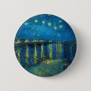 Chapa Redonda De 5 Cm Vincent Van Gogh Noche estrellada sobre el Ródano