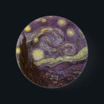 Chapa Redonda De 5 Cm Vincent van Gogh - Noche Starry<br><div class="desc">Noche estrellada (1889) de Vincent van Gogh es una pintura vintage de la naturaleza del paisaje artístico de arte fino. Vista de una ciudad en un valle por la noche con nubes girando, las estrellas brillando y una hermosa luna dorada de media luna amarilla. Se pintó durante el día desde...</div>